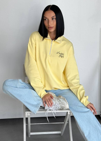 Желтый свитшот однотонный вышивка (362121192)