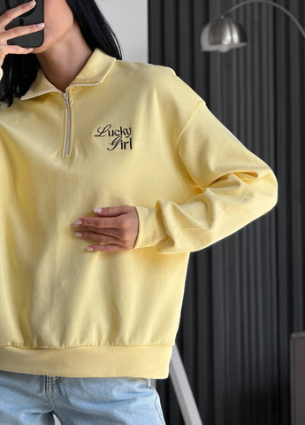 Желтый свитшот однотонный вышивка (362121192)