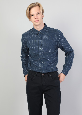 Темно-синяя кэжуал рубашка в горошек Colin's с длинным рукавом