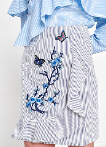 Серо-голубая кэжуал в полоску юбка KOTON на запах