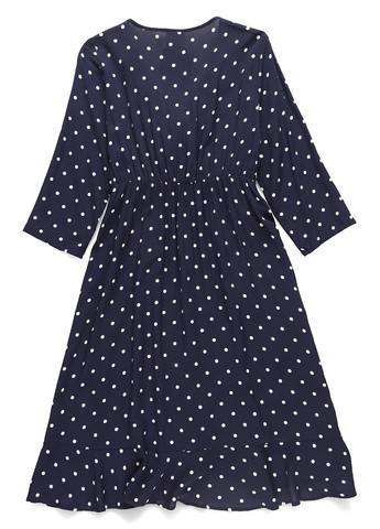 Темно-синее кэжуал платье клеш, на запах Mamalicious в горошек
