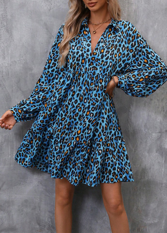 Комбинированное кэжуал платье а-силуэт SHEIN леопардовый