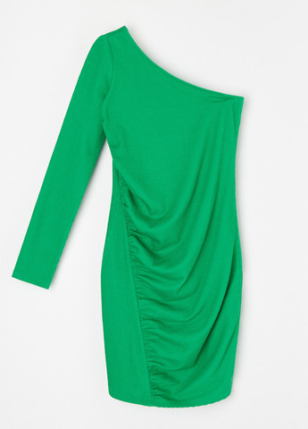 Зеленое кэжуал платье на одно плечо Sinsay однотонное