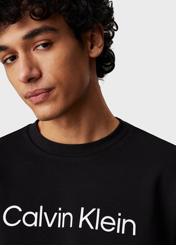 Черный свитшот Calvin Klein логотип без декора (366431789)