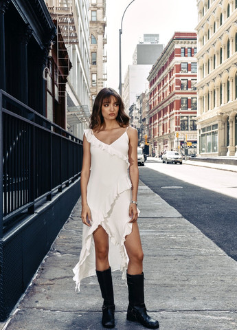 Белое кэжуал платье платье-комбинация Gepur однотонное