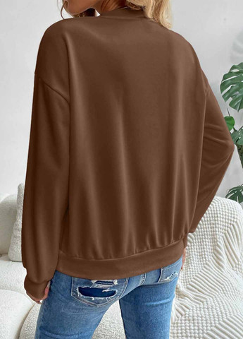 Коричневый свитшот SHEIN аппликация, бант (367210969)