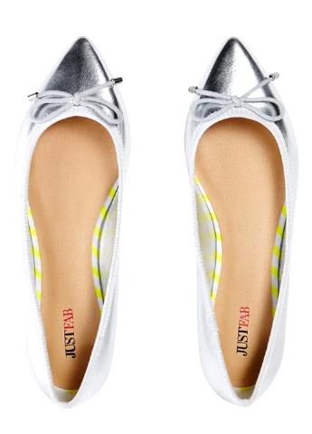 Женские балетки JustFab | серебристые однотонные бант искусственная кожа (22189209)