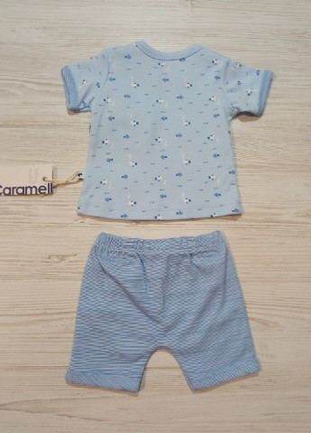 Блакитний літній комплект для хлопчика, футболка і шорти Caramell