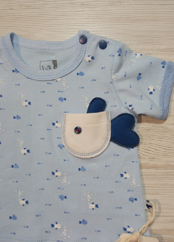 Блакитний літній комплект для хлопчика, футболка і шорти Caramell