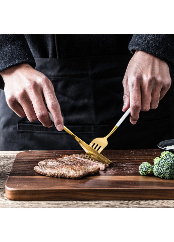 Набір столових приладів 8393 4 золотисті предмети з білим Power (254454552)