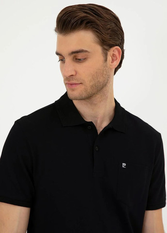 Черная футболка-поло для мужчин Pierre Cardin однотонная