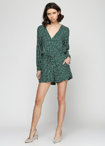 Комбинезон H&M комбинезон-шорты орнамент зелёный кэжуал