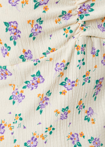 Молочное кэжуал платье а-силуэт KOTON с цветочным принтом