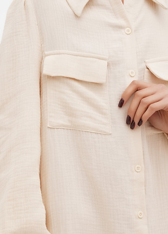 Светло-бежевое кэжуал платье рубашка SHEIN однотонное