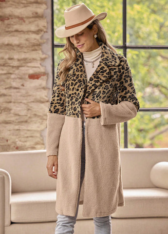 Бежеве зимнє Пальто однобортне SHEIN