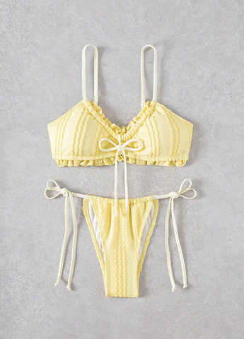 Жовтий літній купальник (ліф, трусики) бікіні, роздільний SHEIN