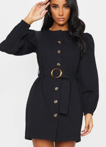 Черное кэжуал платье PrettyLittleThing однотонное