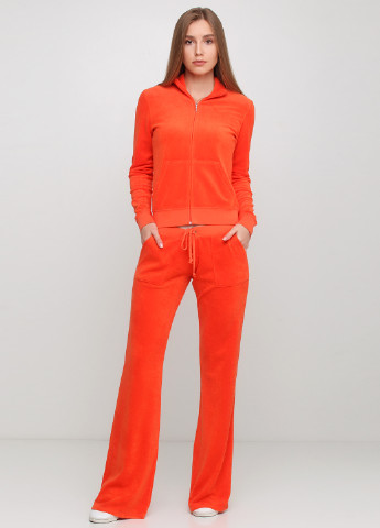 Костюм (толстовка, брюки) Juicy Couture брючний однотонний помаранчевий спортивний