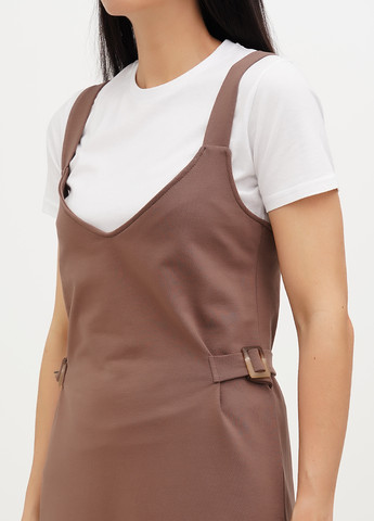 Коричневый демисезонный комплект (футболка, сарафан) Malta