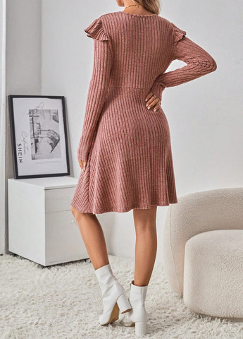 Розово-коричневое кэжуал платье для беременных клеш SHEIN меланжевое