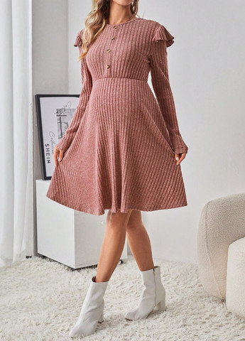 Розово-коричневое кэжуал платье для беременных клеш SHEIN меланжевое