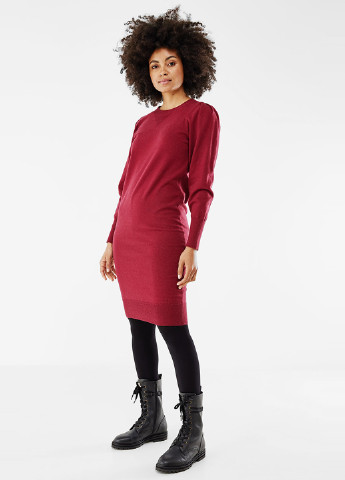 Бордовое кэжуал платье платье-свитер Mexx однотонное