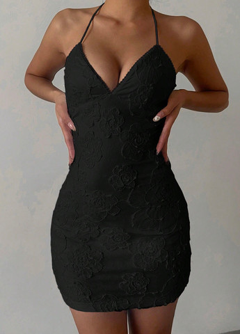 Чорна святковий, коктейльна, вечірня, кежуал сукня сукня-майка, з відкритою спиною SHEIN однотонна