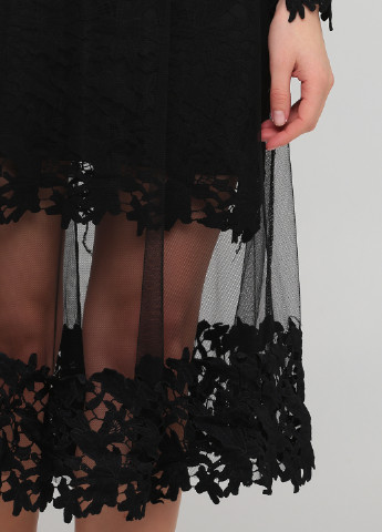 Черное коктейльное платье клеш Fashion однотонное