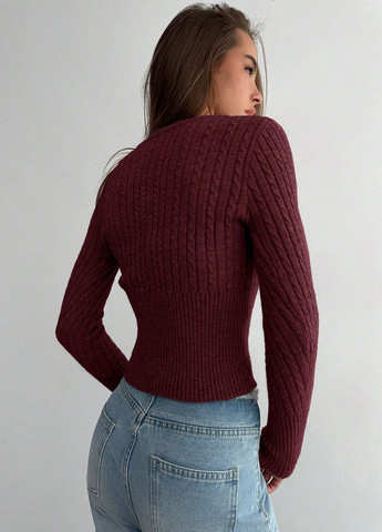 Бордовый демисезонный пуловер пуловер SHEIN