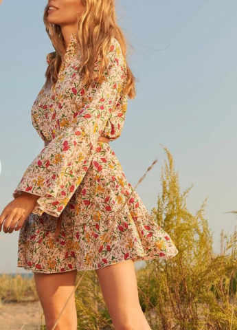Комбінована кежуал яскрава літня сукня Hand Made з квітковим принтом