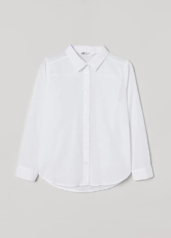 Белая кэжуал рубашка однотонная H&M