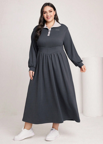 Темно-сіра кежуал сукня кльош SHEIN однотонна