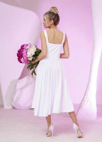 Білий повсякденний сукня жіноча з спідницею-сонце ISSA PLUS однотонна