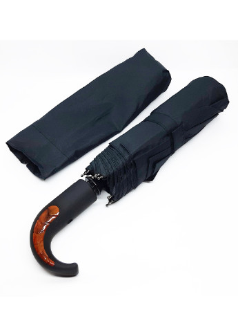 Зонт мужской автоматический (полный автомат) черный No Brand складной однотонный чёрный