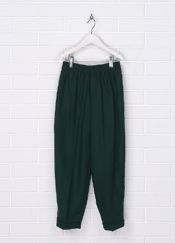 Темно-зеленые кэжуал демисезонные брюки прямые No Brand