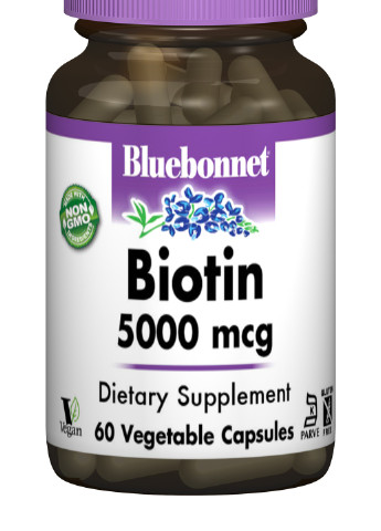 Биотин (B7) 5000мкг,, 60 гелевых капсул Bluebonnet Nutrition (228292221)