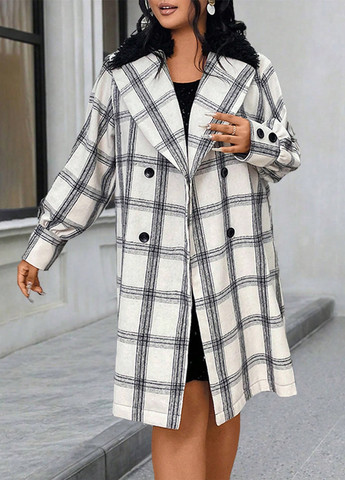 Комбіноване демісезонне Пальто двобортне SHEIN