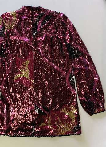 Малинова кежуал сукня з паєтками H&M з абстрактним візерунком