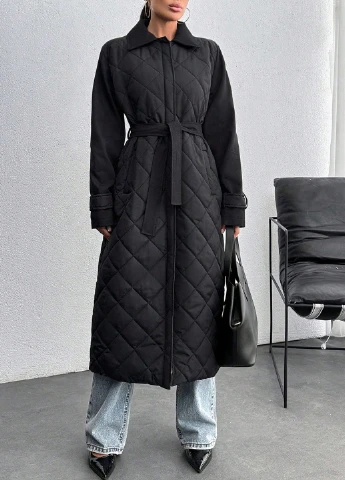 Черное демисезонное Пальто SHEIN