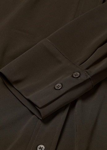 Темно-зелена кежуал сукня оверсайз, сукня-сорочка H&M однотонна