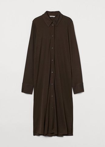 Темно-зелена кежуал сукня оверсайз, сукня-сорочка H&M однотонна