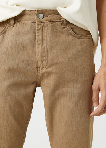 Темно-бежевые кэжуал демисезонные прямые брюки KOTON