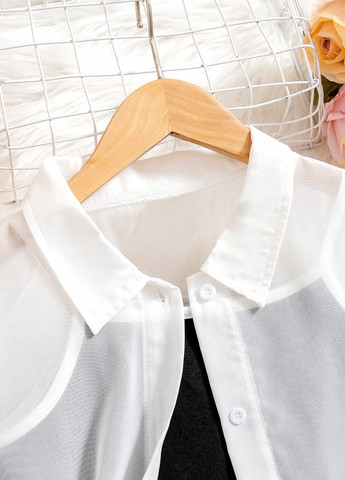 Черно-белый демисезонный комплект (топ, юбка) SHEIN