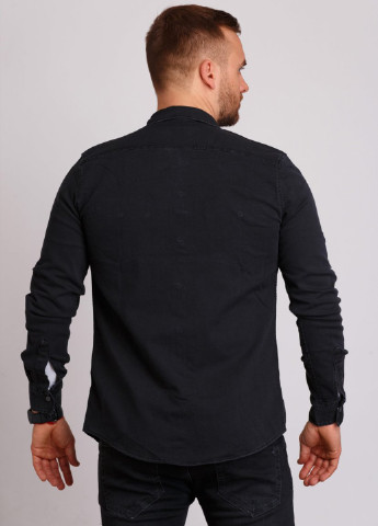 Черная джинсовая рубашка однотонная Trend Collection