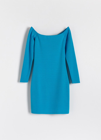 Блакитна кежуал сукня з відкритими плечима Reserved однотонна