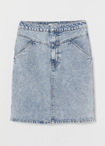 Светло-голубая джинсовая однотонная юбка H&M карандаш