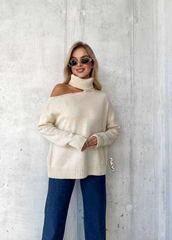 Молочный демисезонный свитер No Brand