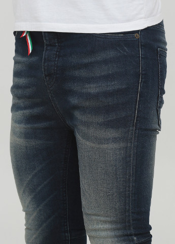 Темно-синие демисезонные укороченные, скинни джинсы Jack & Jones
