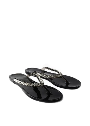 Черные кэжуал вьетнамки Lucky Shoes со стразами