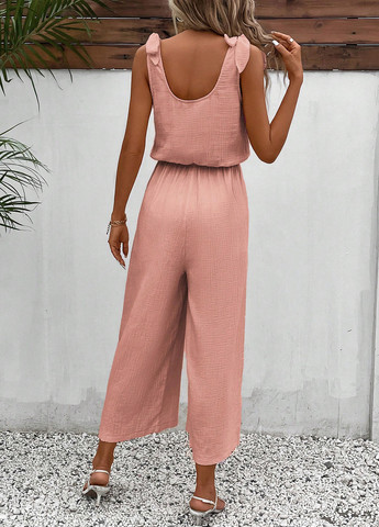 Комбинезон SHEIN комбинезон-брюки однотонный пудровый кэжуал хлопок